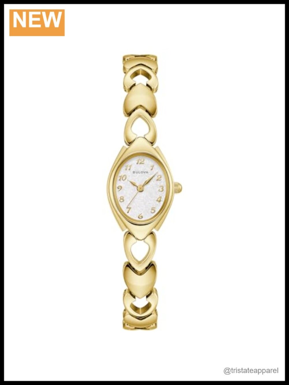 Ladies 3 Hand Quartz Classic Watch Gold-Tone Stainless Steel Heart Link Bracelet